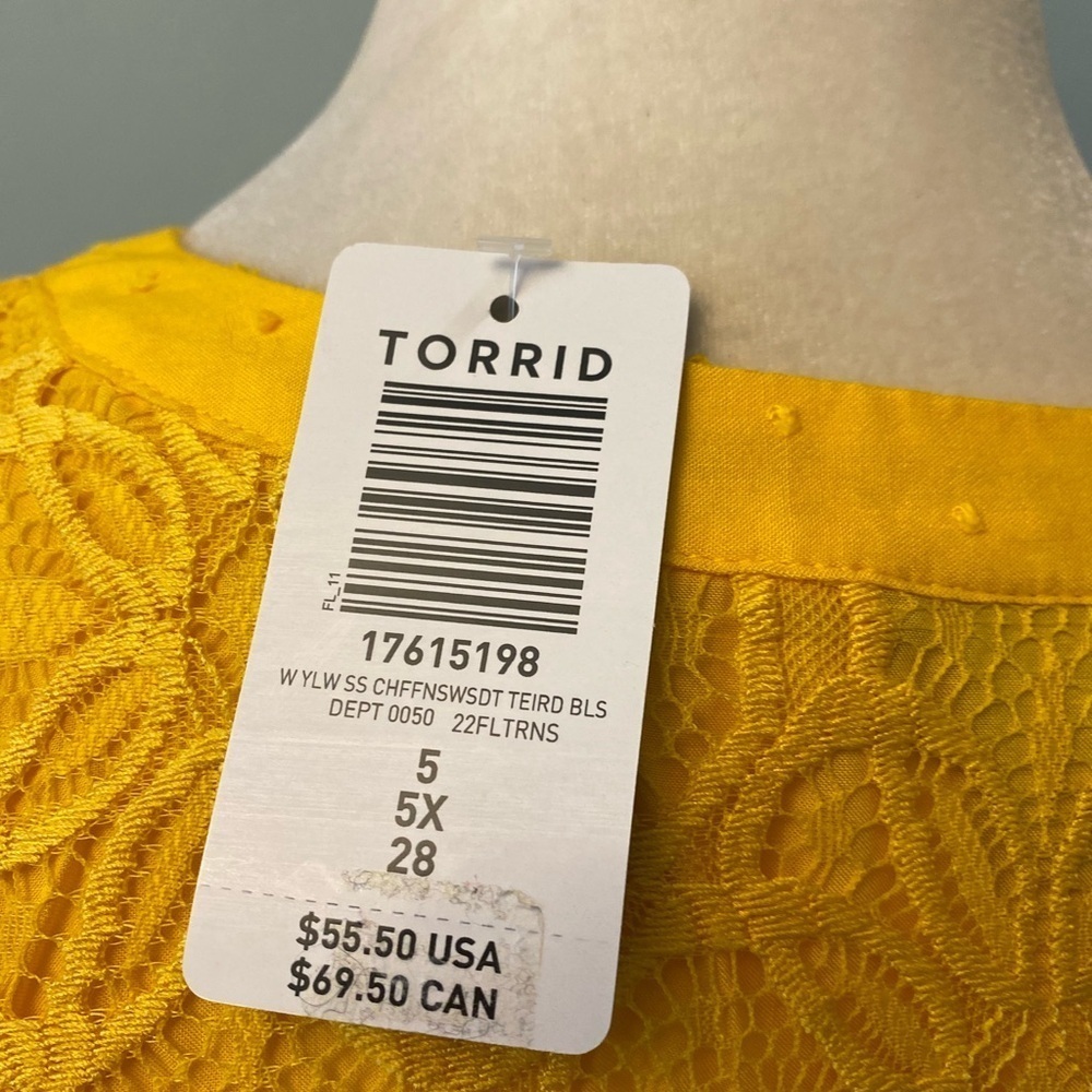 Torrid Babydoll Swiss flutter sleeve lace top - Picture 7 of 11